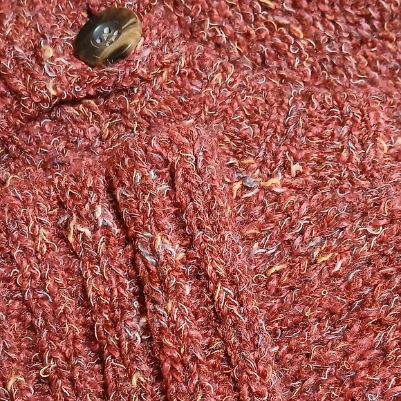 CHARTER CLUB Red Tweed Crew Neck Wool Blend Cardigan Size M - Picture 12 of 12